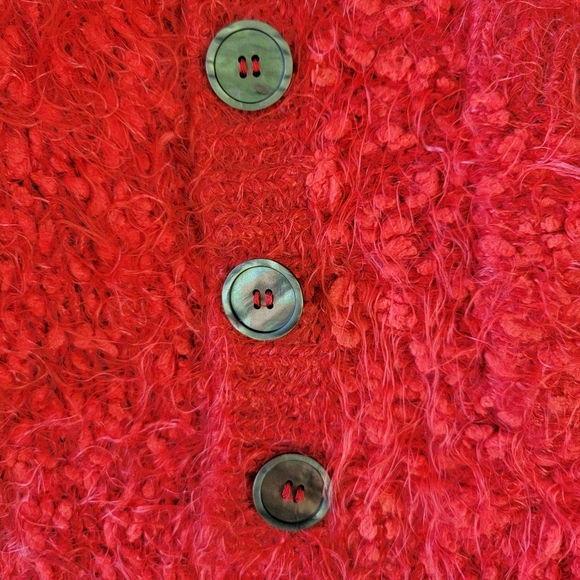 MOTH Anthropologie Red Cardigan Eyelash Sweater Buttons Pockets Soft Size XS - Picture 6 of 11